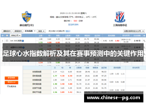 足球心水指数解析及其在赛事预测中的关键作用